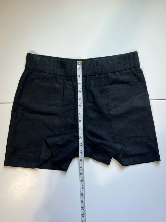 RW&CO Black High Rise Elastic Waist Linen Blend Shorts Size Small Quiet Luxury - Picture 10 of 12